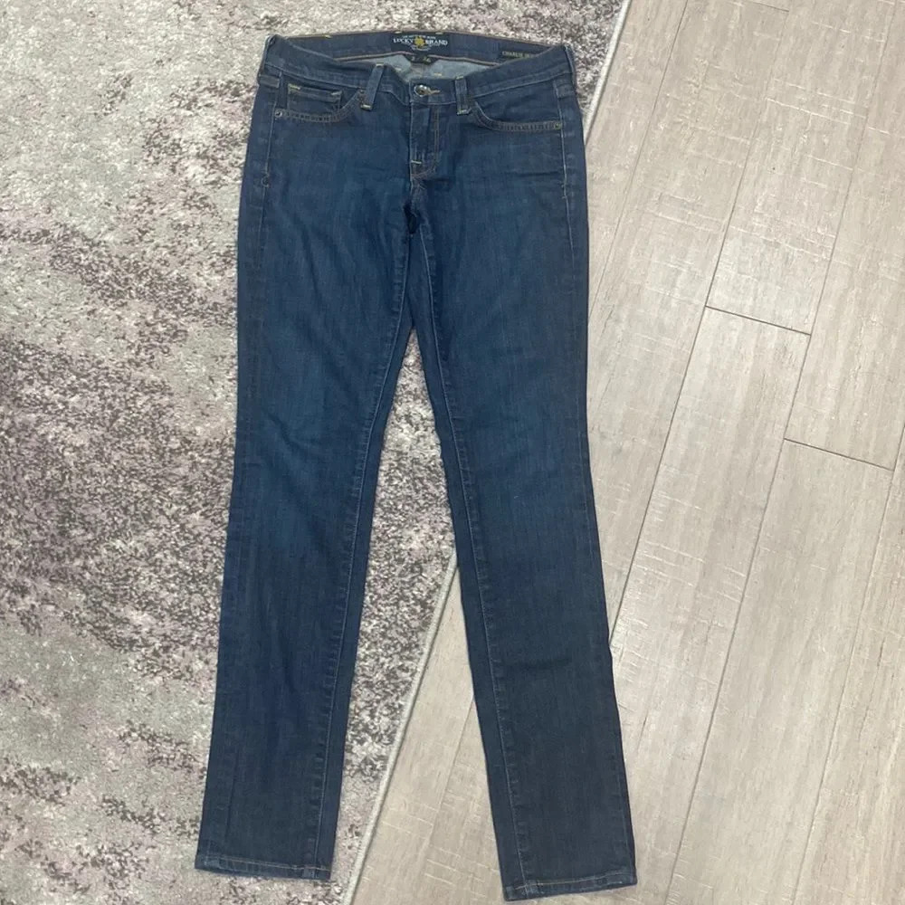 Lucky Brand Women’s Dark Wash Blue Charlie Skinny Denim Jeans Sz 2/26